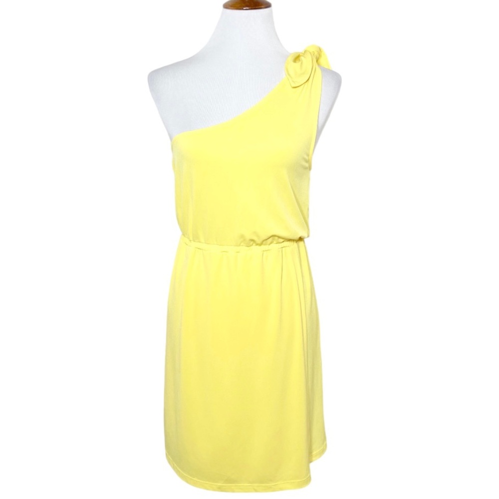 NWT Gianni Bini One Shoulder Tie Sleeve Yellow Knit Sleeveless Sundress S